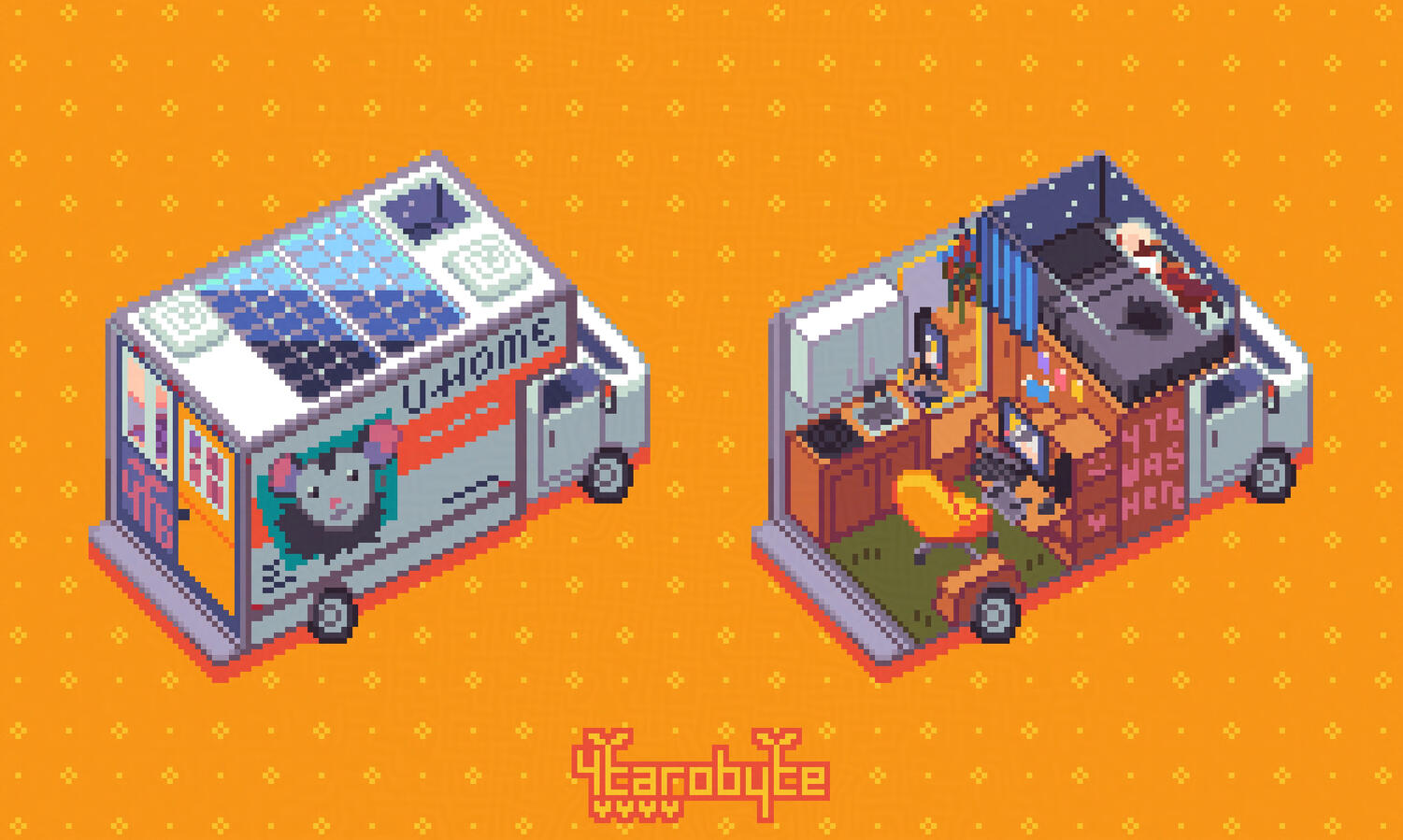 Pixel vanlife tiny home print (2024)