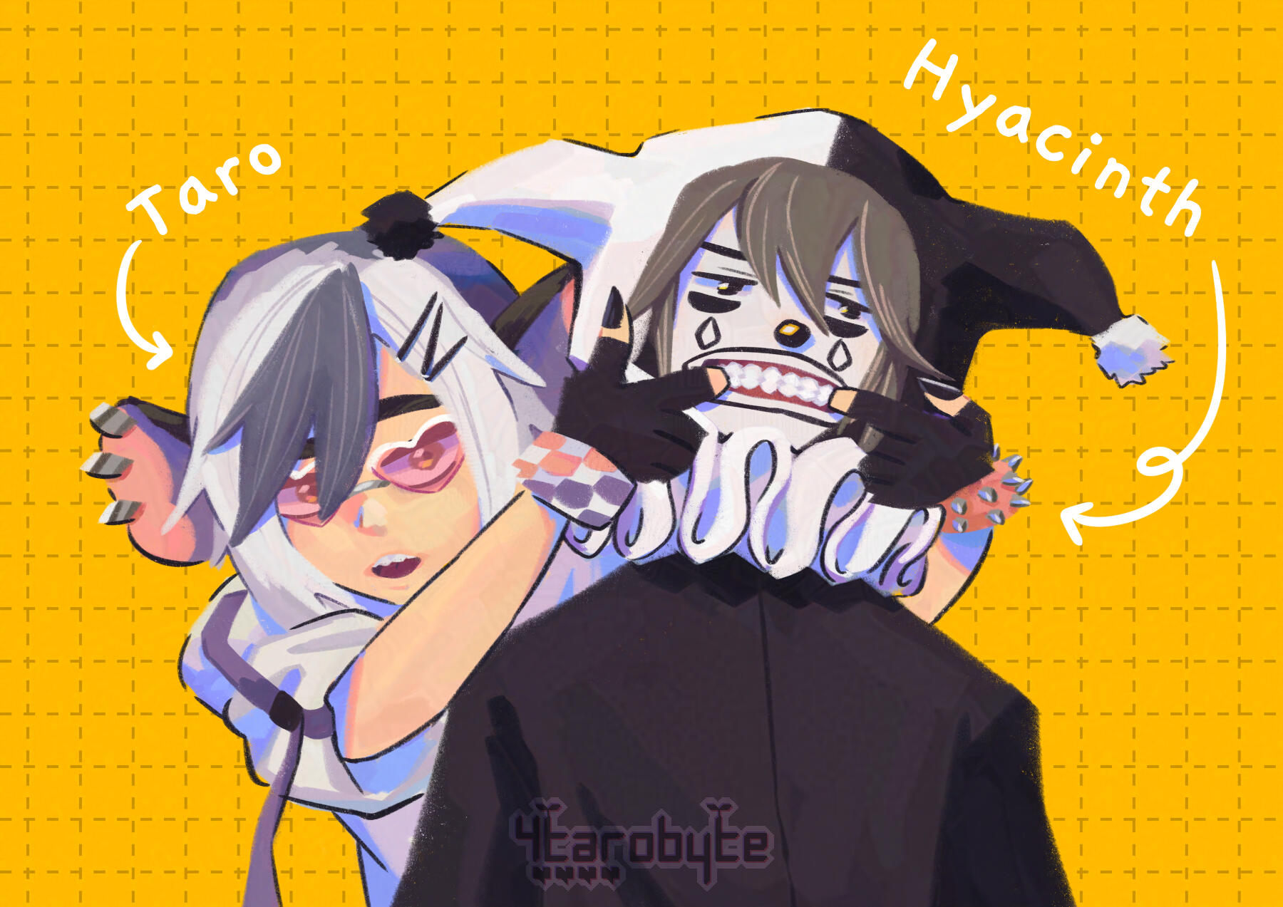 Taro and Hyacinth of @CarrionDesigns